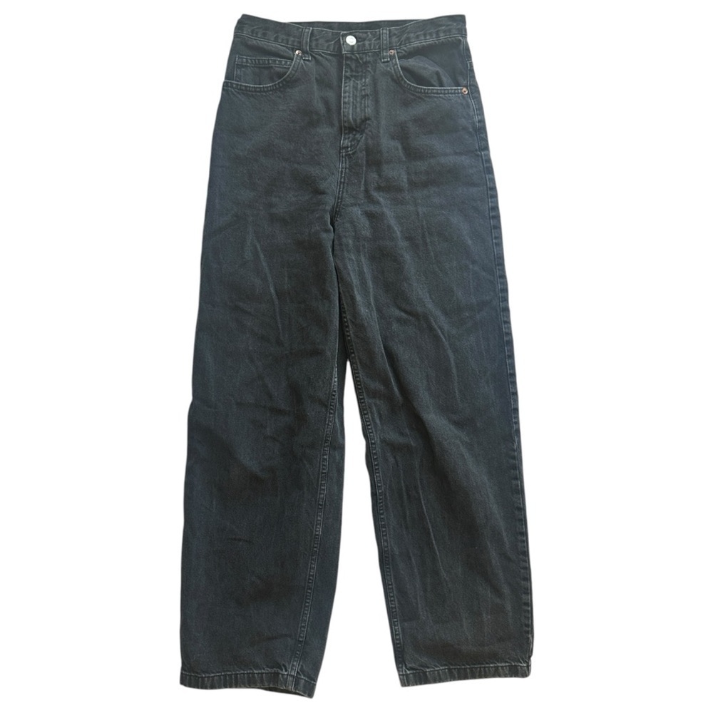 Topshop Baggy Dad Relaxed Fit High Rise Wide Leg Jeans in Washed Black Women’s 6